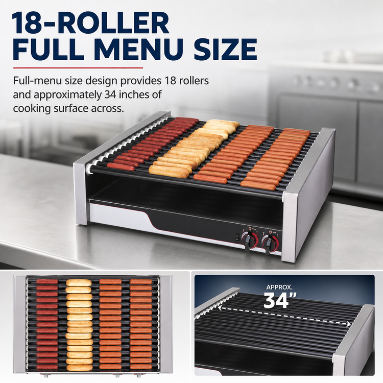 Product image #4 for APW Wyott X*PERT HotRod 18-Roller Countertop Electric Hot Dog Roller Grill