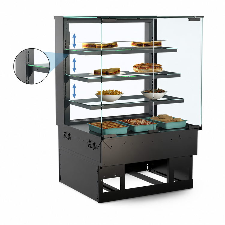 Product image #4 for Structural Concepts Reveal 35-3/4-Inch Heated Self-Service Slide-In Counter Case with Straight Glass and 3 Adjustable Shelves