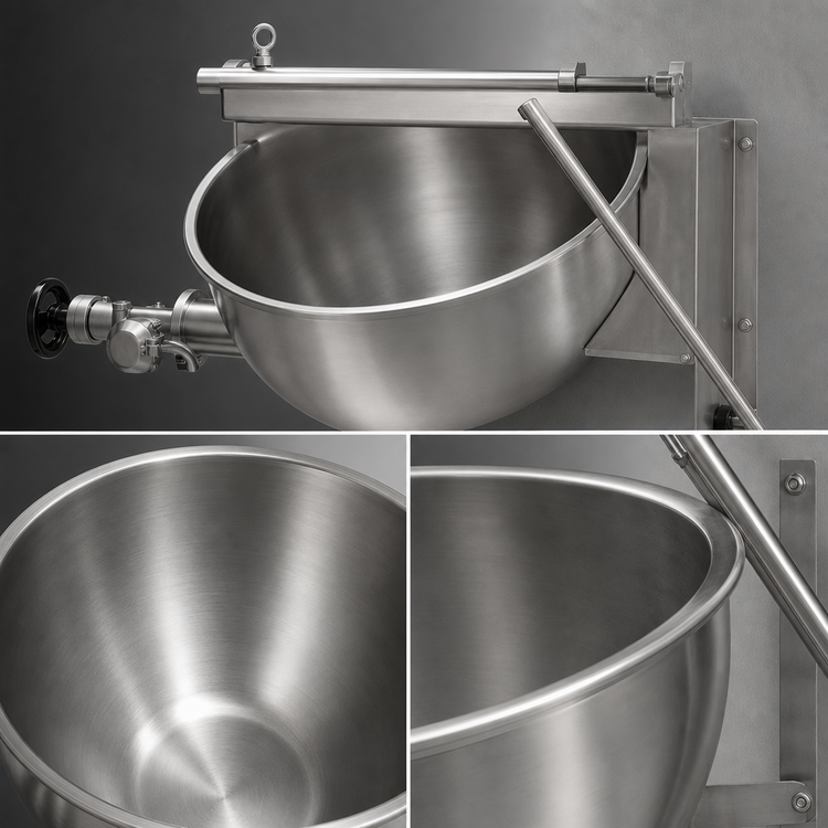 Product image #4 for Legion LSWT-60 60-Gallon Wall-Mounted Full Jacketed Direct Steam Kettle with 304 Stainless Steel Liner
