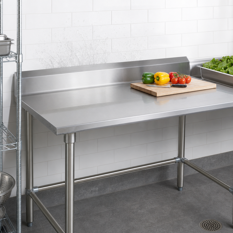 Product image #4 for John Boos Stallion Underbar Stainless Steel Work Table with 5-Inch Backsplash, 108 x 24 Inches