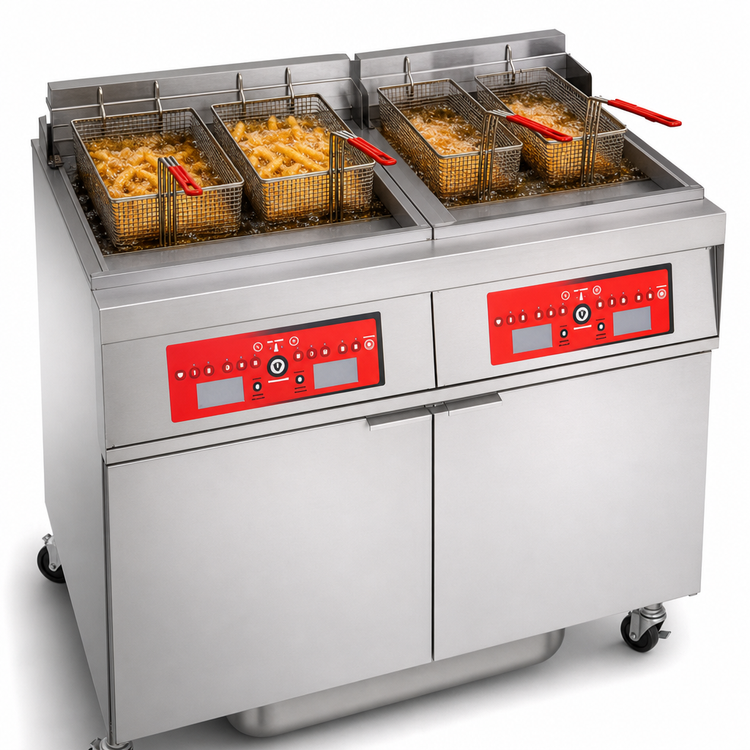 Product image #5 for Vulcan Dual Vat Electric Deep Fryer with Digital Controls and Built-In Filtration, 50 lb. Per Vat