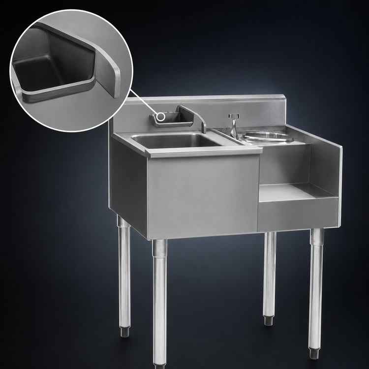 Product image #4 for Eagle Group 1800 Series 36-Inch Underbar Ice Bin/Cocktail Station with Right Ice Bin and Left Blender Recess
