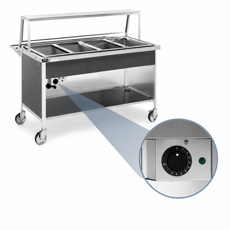 Product image #4 for Atlas Metal CAH-5 Mobile Electric Hot Food Serving Counter with 5 Pan Capacity
