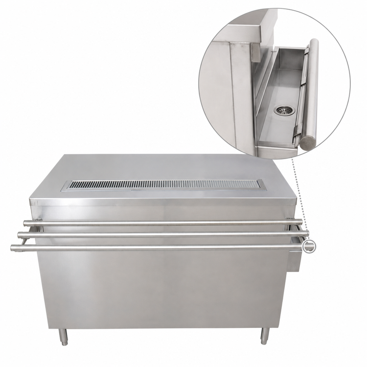 Product image #4 for BK Resources 60-Inch Cashier-Serve Counter with Sliding Doors and Door-Side Urn Trough