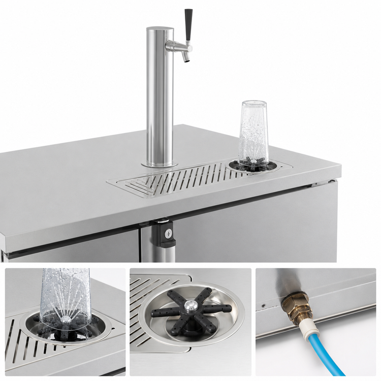 Product image #4 for Pro-Line 36-Inch One-Keg Self-Contained Direct Draw Draft Beer Cooler with Stainless Steel Finish and Glass Rinser