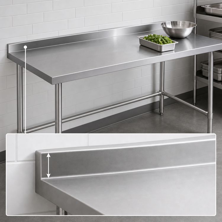 Product image #4 for 84-Inch x 30-Inch Open Base Stainless Steel Work Table with 2-Inch Rear Up-Turn