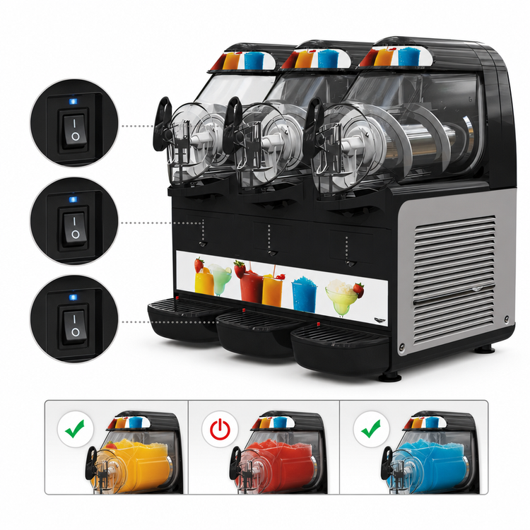 Product image #4 for Vollrath Triple Bowl Countertop Frozen Beverage Granita Machine, 3 x 1.58 Gallon Bowls