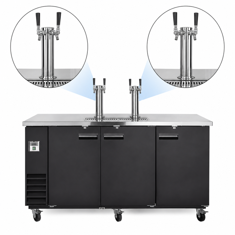 Product image #4 for Maxx Cold X-Series Flat-Top Commercial Keg Cooler with Dual Draft Towers, 4 Faucets, and 3-Keg Capacity