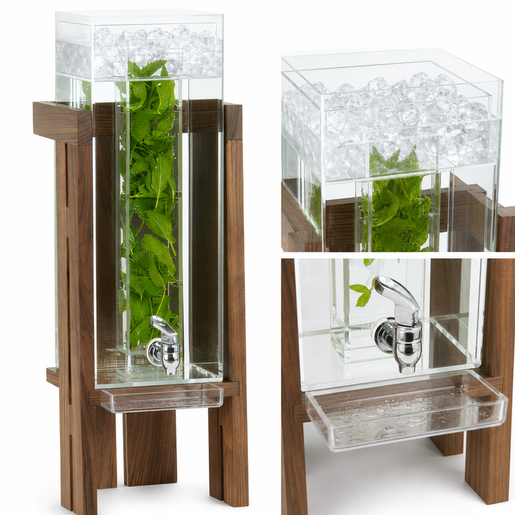 Product image #4 for Sydney Acrylic Beverage Dispenser with Infusion Chamber, 3 Gallon, Walnut