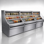 Thumbnail image #4 for Howard-McCray 35E Series SC-OS35E-5-S-LED 63-Inch Self-Contained Stainless Steel Open Impulse Merchandiser with LED Lighting