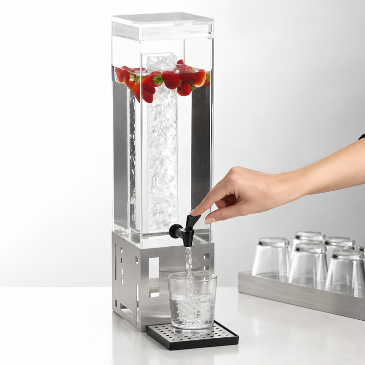 Product image #4 for Cal-Mil Squared 1.5 Gallon Single Beverage Dispenser with Infusion Chamber and Drip Tray