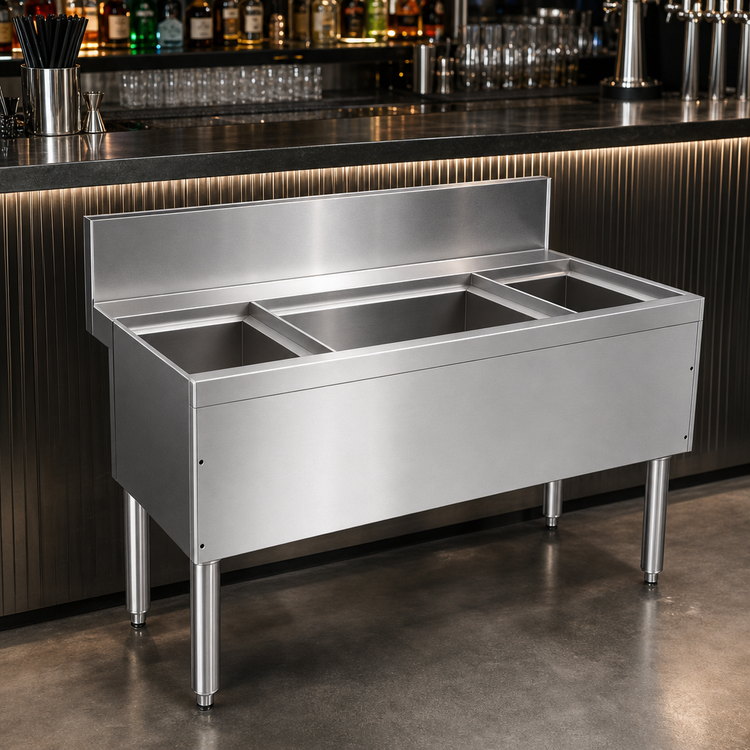 Product image #4 for Prestige 48-Inch Stainless Steel Bar Ice Chest with 10-Circuit Cold Plate and Bottle Racks