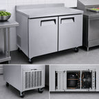 Thumbnail image #4 for Atosa MGF8409GR 48.3-Inch Two-Section Reach-In Worktop Refrigerator with Backsplash and Solid Doors