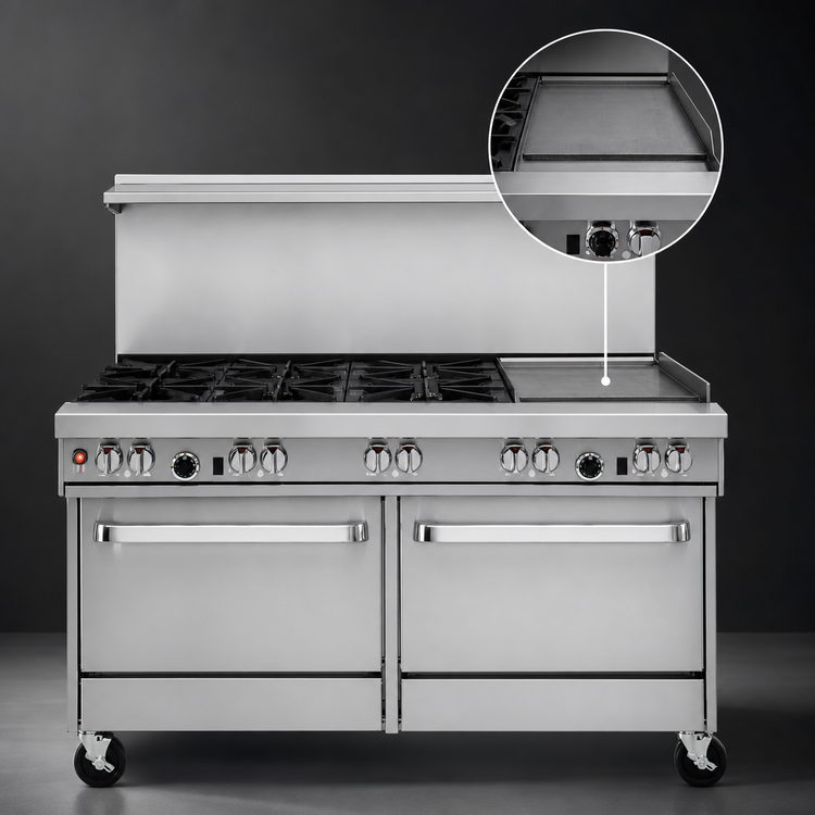 Product image #4 for Southbend Ultimate 60-Inch Gas Combination Restaurant Range with 6 Star/Sauté Burners and 24-Inch Griddle