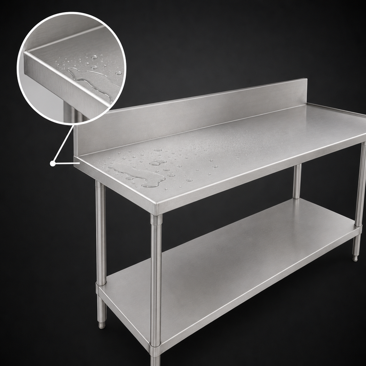 Product image #4 for Advance Tabco 144-Inch x 24-Inch 304 Stainless Steel Work Table with 10-Inch Backsplash and Adjustable Undershelf