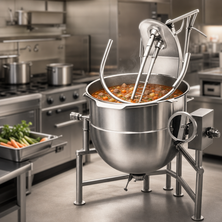 Product image #4 for Legion TWT-20 20-Gallon Direct Steam 2/3 Jacketed Tilting Kettle