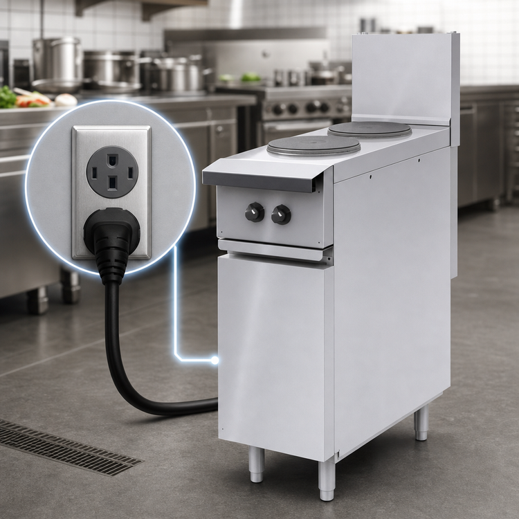 Product image #4 for Vulcan Expando EV12-1HT240 12 Inch Electric Restaurant Range with Thermostatic Hot Top and Enclosed Cabinet Base, 240V Single Phase