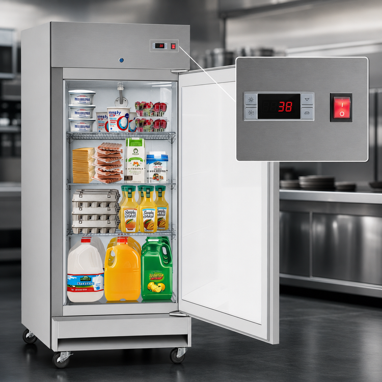 Product image #4 for KoolMore 29-Inch One-Section Reach-In Refrigerator, 15.5 Cu. Ft., Bottom-Mount, Stainless Steel, Solid Door
