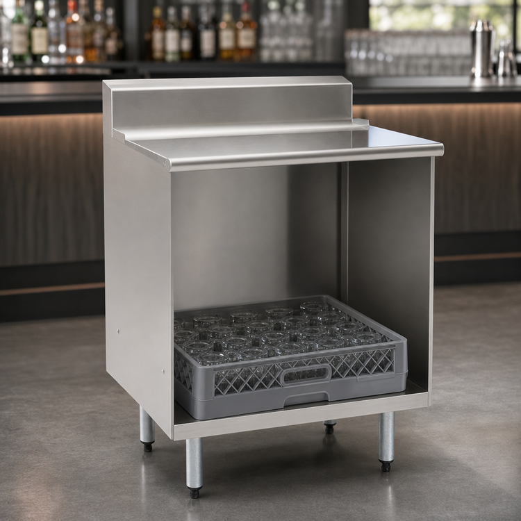 Product image #4 for Eagle Group 2200 Series 12-Inch Flatboard Top Glass Rack Storage Unit with Open Cabinet Base