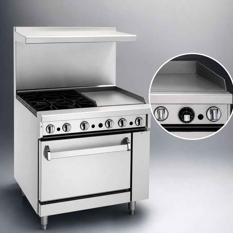 Product image #4 for Imperial Pro Series 36-Inch Electric Restaurant Range with 2 Round Elements, 24-Inch Thermostatic Griddle and Standard Oven