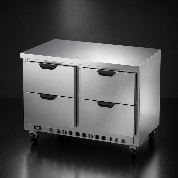 Product image #4 for Beverage Air 48-Inch Two-Section Flat Top Worktop Refrigerator with 4 Drawers, 11.82 Cu. Ft.