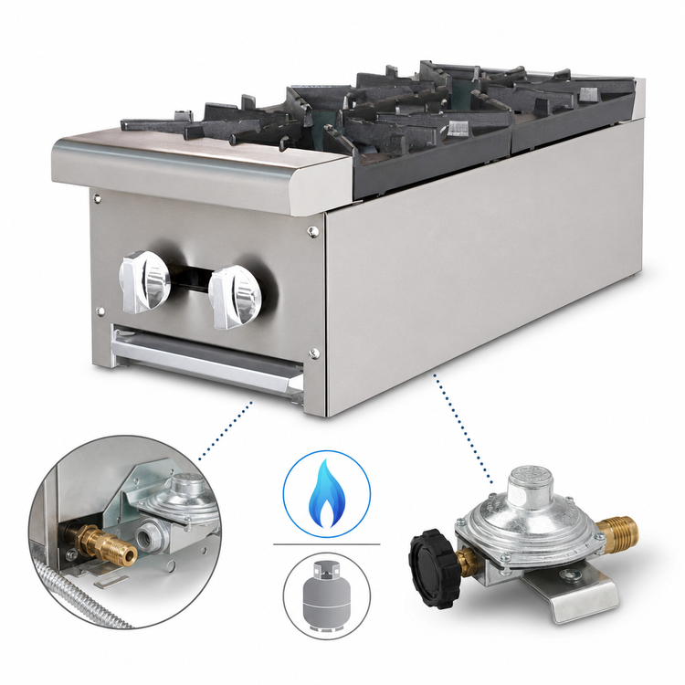 Product image #4 for Turbo Air Radiance TAHP-12-2 High Output 12-Inch 2-Burner Countertop Gas Hot Plate