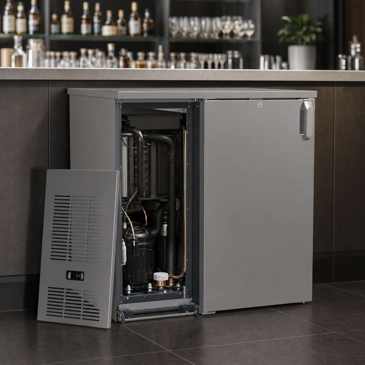 Product image #4 for Glastender CP1FB32 Pass-Thru Front-Serviced Back Bar Cooler, 32 Inch, One-Section, Bar Profile, Self-Contained Refrigeration