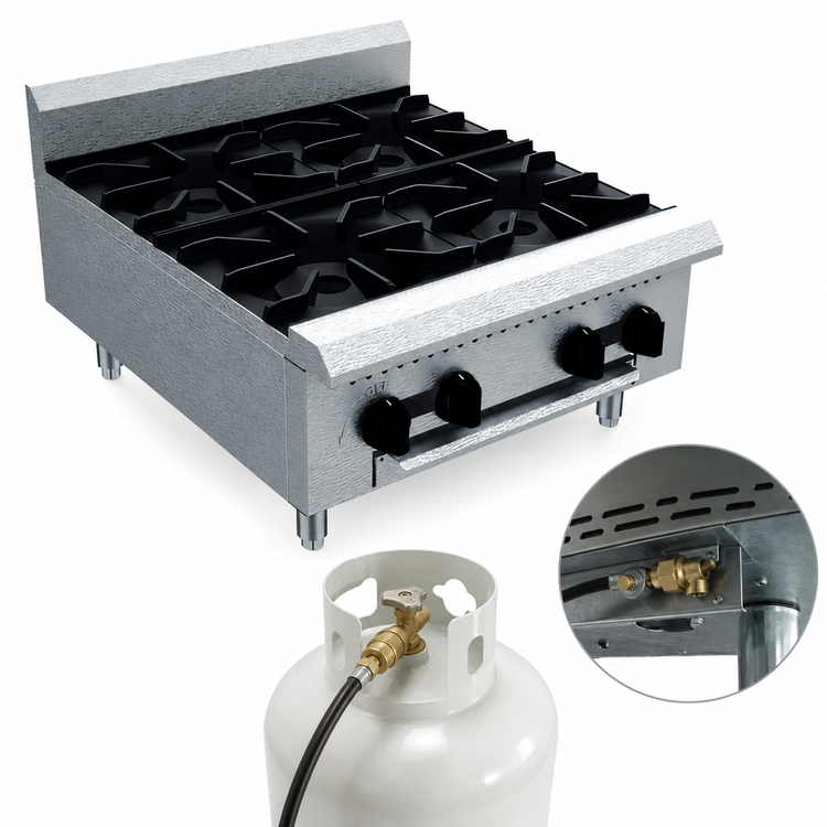 Product image #4 for Serv-Ware 24-Inch 4-Burner Liquid Propane Gas Hot Plate with Legs