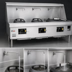 Thumbnail image #4 for Town Equipment MasterRange M-3-STD 86-Inch 3-Section Gas Wok Range with Brick-Lined Chambers, Swing Faucets, Knee Lever Control