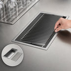 Thumbnail image #4 for Perlick Corporation C21379A Drop-In Stainless Steel Drip Tray Trough with Removable Louvered Glass Rack, 1/2" Drain
