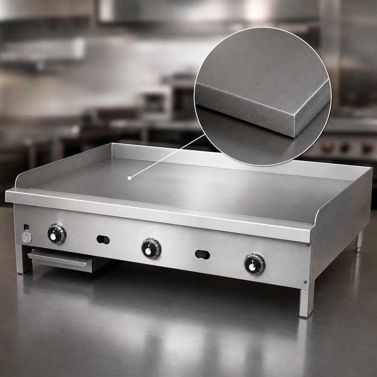 Product image #4 for Supreme JGM-2472-F 72 Inch Floor Model Gas Griddle with 1 Inch Thick Smooth Steel Plate and Manual Controls