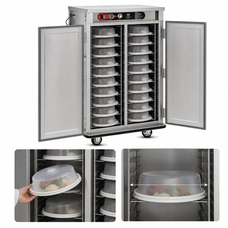 Product image #4 for E-Series Electric Banquet Cart Holding Cabinet with Double Doors, 96 Covered Plate Capacity