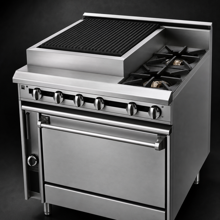 Product image #4 for Titan JTRH-18B-2-36 36" Heavy Duty Gas Range with 18" Charbroiler and 2 Open Burners