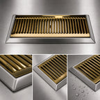 Thumbnail image #4 for Micro Matic USA DP-420LDSSPVD Surface-Mount Stainless Steel Drip Tray Trough with Louvered PVD Brass Screen, 16 x 6-1/2 Inch