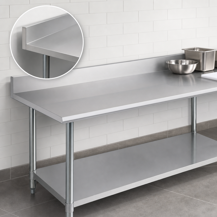 Product image #4 for Duke 144-Inch x 24-Inch Stainless Steel Work Table with 5-Inch Riser and Galvanized Undershelf