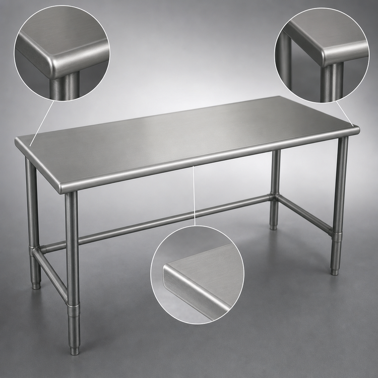 Product image #4 for Eagle Group Deluxe Series Flat Top Work Table, 84 x 30 Inches, 304 Stainless Steel Top, Galvanized Tubular Base