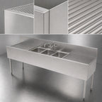 Thumbnail image #5 for Perlick Corporation Top Shelf TS84M3-DB 84-Inch Three-Compartment Stainless Steel Underbar Sink with Left and Right Drainboards