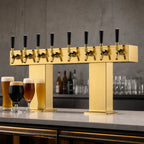 Thumbnail image #4 for Perlick Corporation 4006-8BTF4 Countertop Bridge Tee Glycol-Cooled Draft Beer Tower, Extra High, Brass Finish, 8 Faucets
