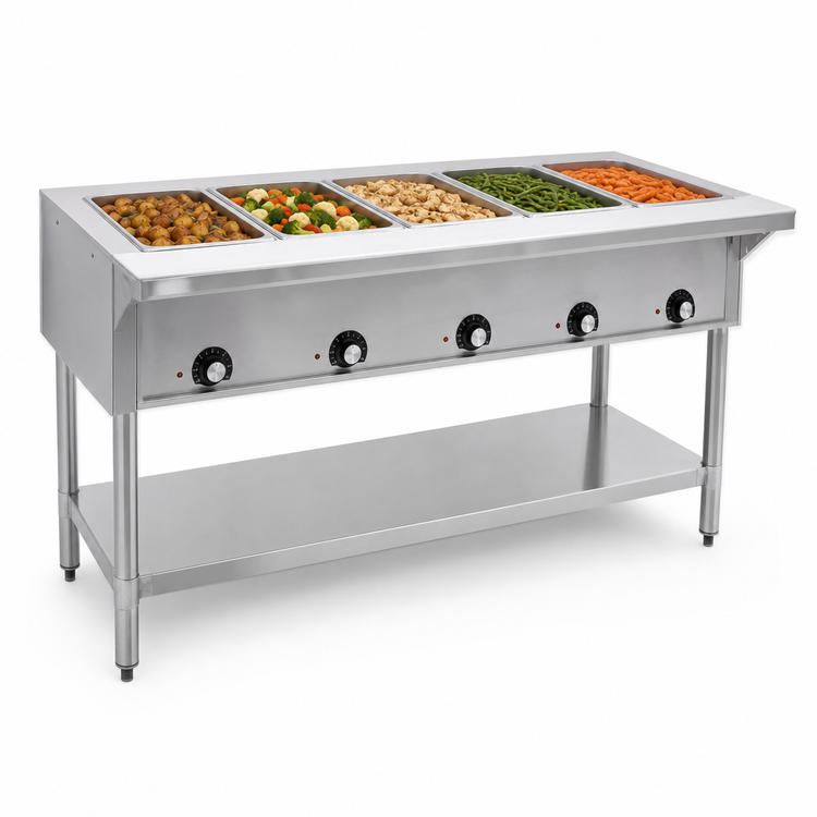 Product image #4 for Eagle Group Stationary Electric Hot Food Table, Open Base, 5 Dry Wells, 79-Inch Wide, 240V