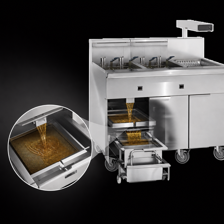 Product image #4 for Imperial 5-Tank Electric Floor Fryer with Built-In Filter System, 75 lb. Per Tank