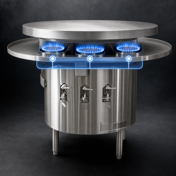 Product image #4 for Town Equipment 42-Inch Gas Mongolian Barbecue Range with Cast Iron Top and 3 Burners