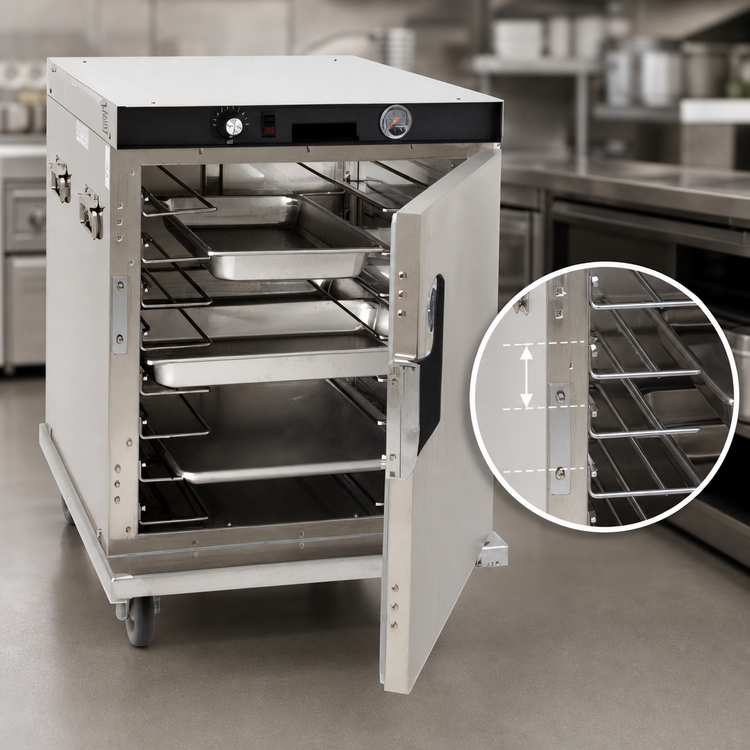 Product image #4 for Cres Cor H-339-UA-8C Insulated Half-Size Mobile Heated Holding Cabinet with Universal Pan Slides