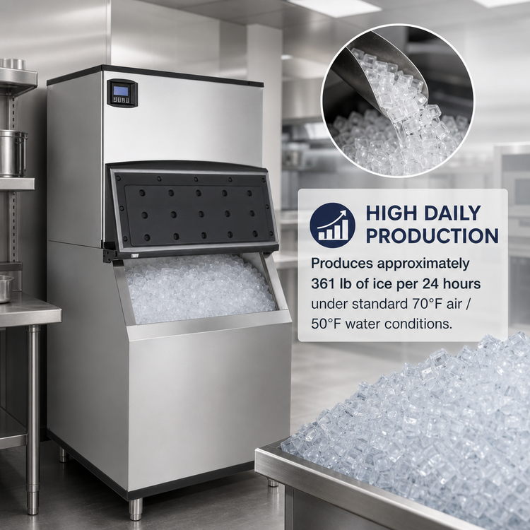 Product image #4 for Maxx Ice Intelligent Series 60 Inch Wide Half Dice Air-Cooled Modular Ice Machine with 580 lb Storage Bin