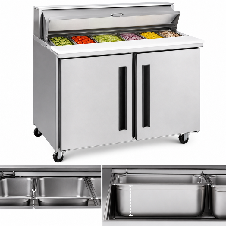 Product image #4 for Centerline by Traulsen Mega Top Reach-In Prep Table Refrigerator, 36 Inch, Two-Section, Right/Right Solid Doors