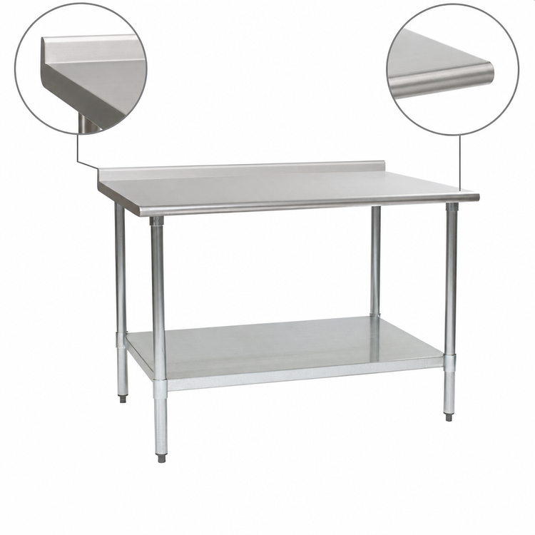 Product image #4 for BlendPort Budget Series 84 in. W x 30 in. D Stainless Steel Work Table with Rear Upturn and Adjustable Undershelf
