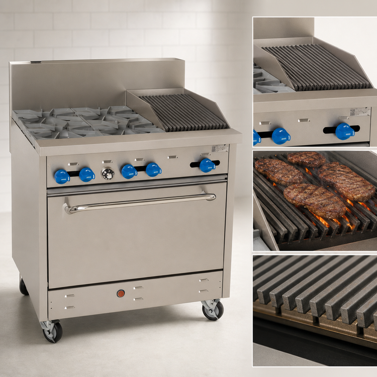 Product image #4 for Comstock-Castle F330-1RB 36-Inch Gas Range with 4 Open Burners, 12-Inch Char-Broiler and 31.5-Inch Oven