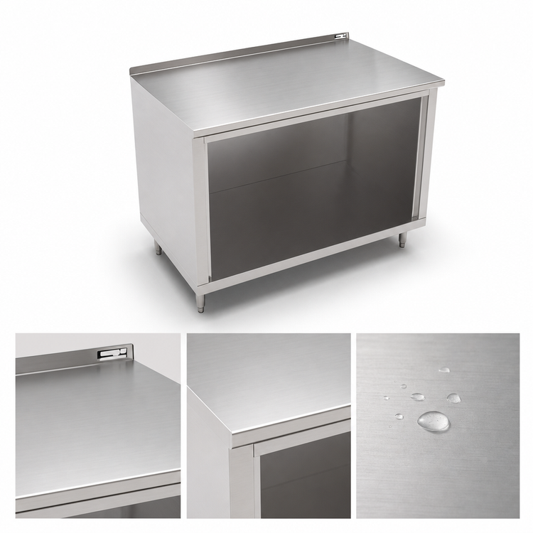 Product image #4 for John Boos Modular Open Front Cabinet Base Work Table, 72 x 36 Inch, 16-Gauge Stainless Steel Top, 1-1/2-Inch Rear Riser