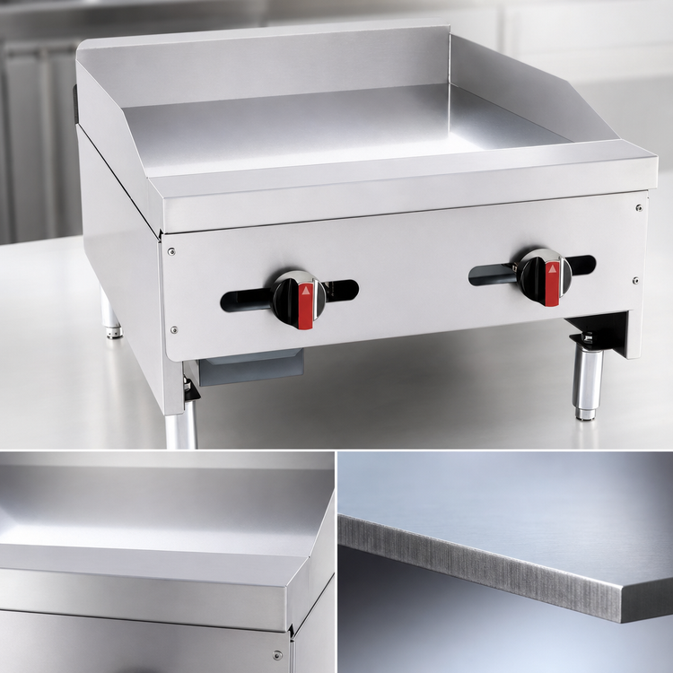 Product image #4 for BakeMax Heavy Duty 24-Inch Natural Gas Countertop Griddle with 2 Manual Burners