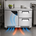 Thumbnail image #5 for Turbo Air Super Deluxe Series 48-1/4-Inch Two-Section Undercounter Refrigerator with 1 Door and 2 Drawers, Front Breathing, 11.1 Cu. Ft.