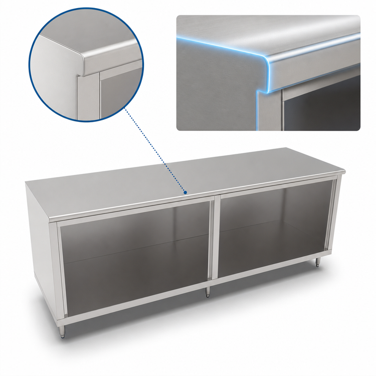 Product image #4 for John Boos 144-Inch x 36-Inch Stainless Steel Open Front Cabinet Base Work Table with Stallion Safety Edge